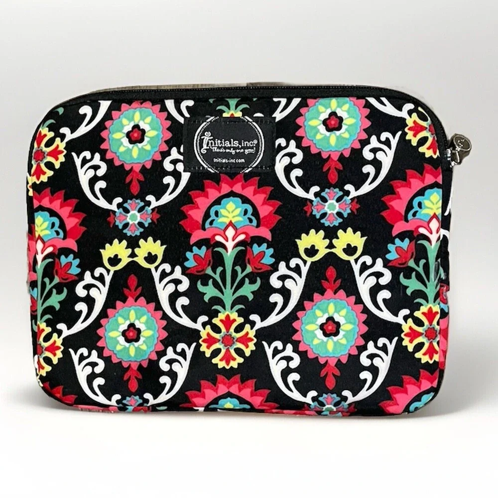 Initials Inc Tablet Case Black/Red/Yello/White Zip Closure 10.5